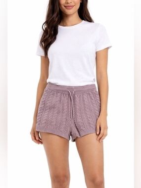Sweaty Betty Wool Cashmere Cable Knit Shorts - Mauve Taupe